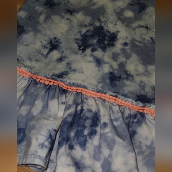 Wonder Nation Blue Tie Dye PomPom Ric Rac Short Sleeved Top Size S/CH 6-6× - Picture 2 of 4